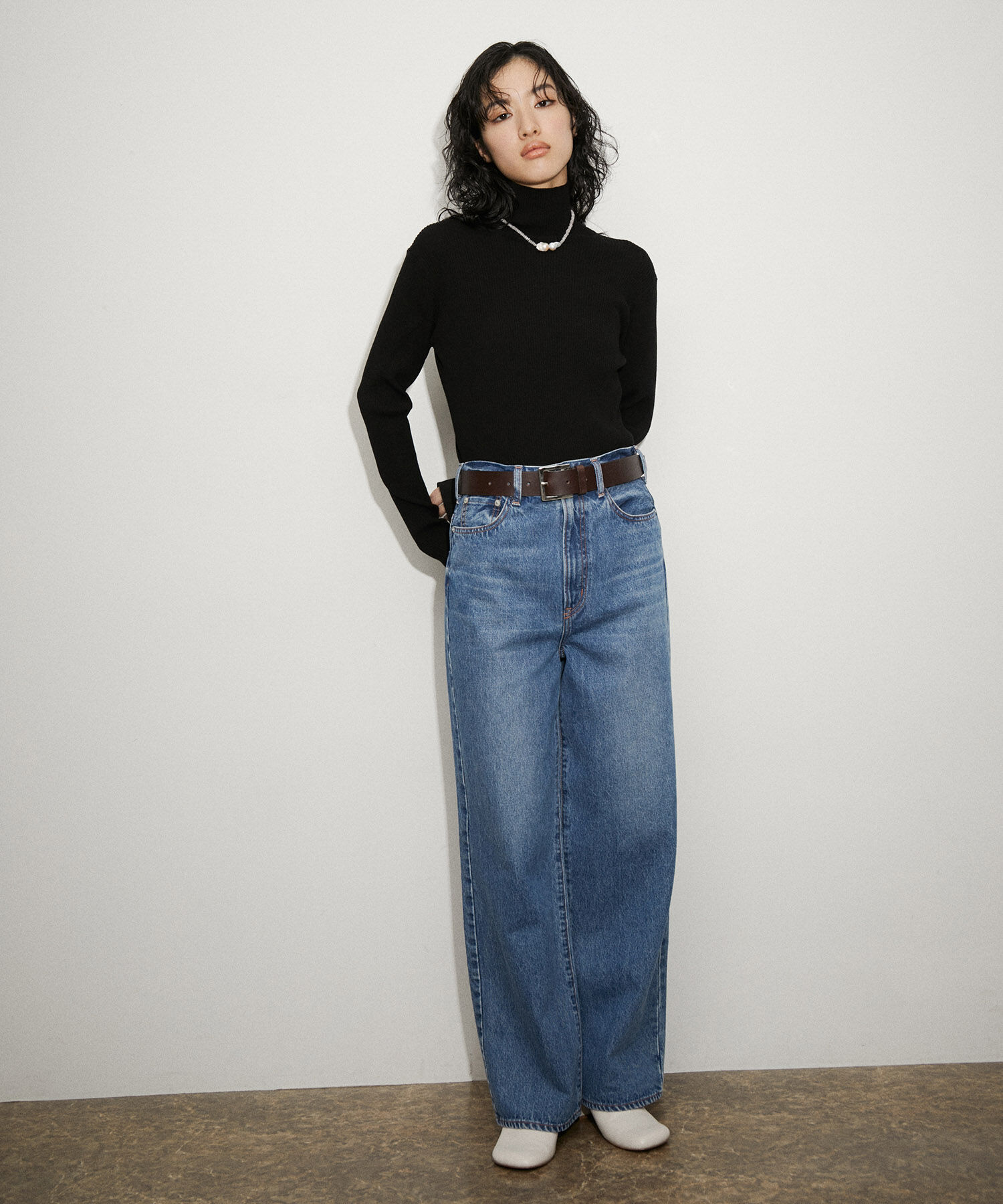 ADAM ET ROPE'「【サステナブル】スクエアバックルレザーベルト」|ベルト|