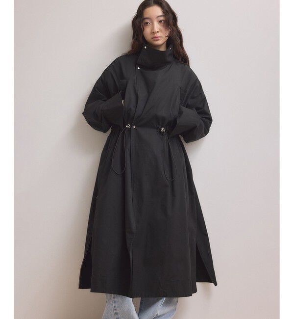 ADAM ET ROPE'「【WEB限定】・【サステナブル】スタンドカラーロングモッズコート」|ミリタリー・モッズコート|ブラック(01)