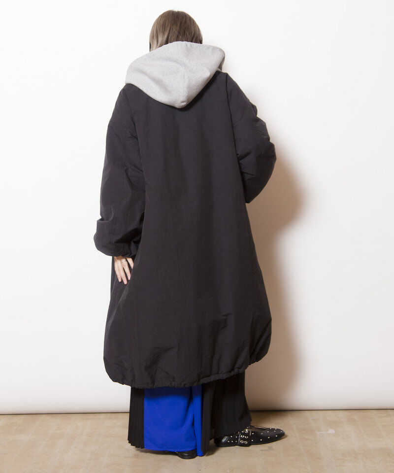  「フーデッドバルーンコート」|ノーカラーコート|
