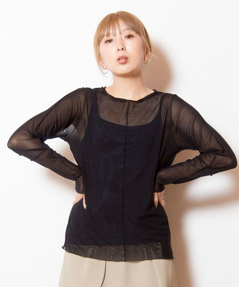  「メロー切替長袖Tシャツ」|Tシャツ・カットソー|BLACK