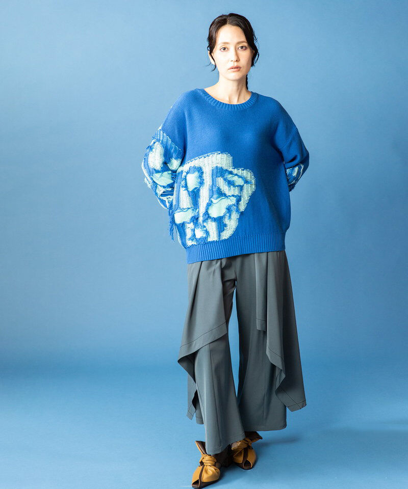  「2WAYフリンジニットプルオーバー」|ニット・セーター|