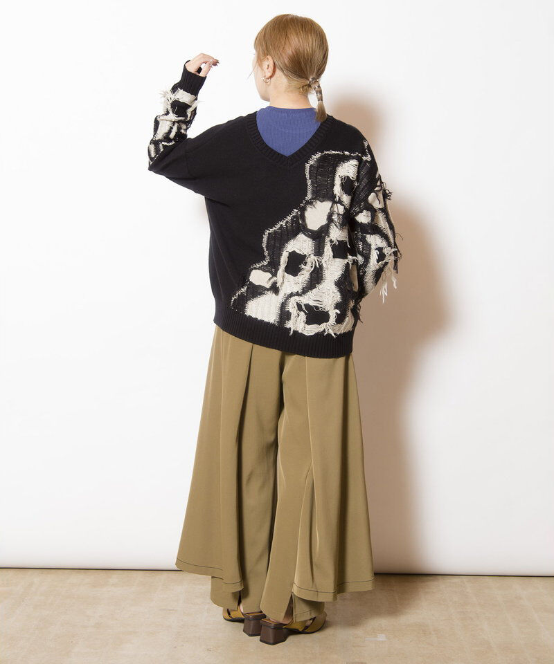  「2WAYフリンジニットプルオーバー」|ニット・セーター|