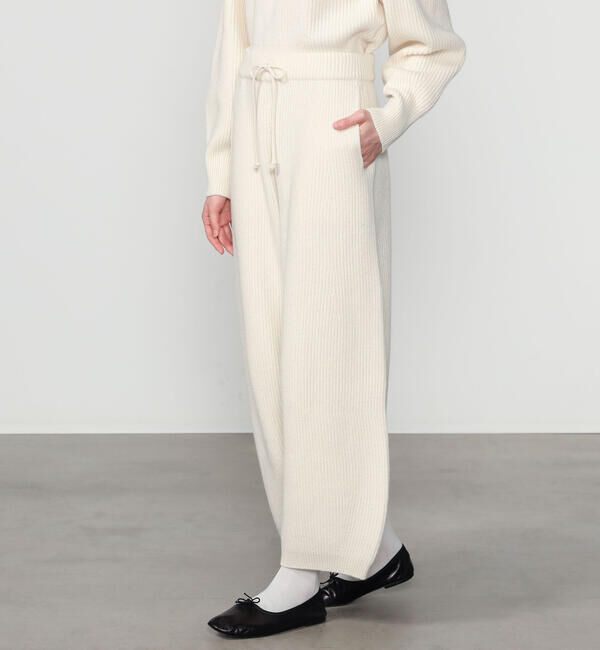 UNFIL「UNFIL | ウールコットン リブニット ワイドパンツ WOMEN」|その他|OFFWHITE