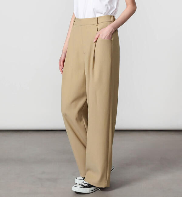 GYMPHLEX「Gymphlex | タック ワイドイージーパンツ WOMEN」|チノ|