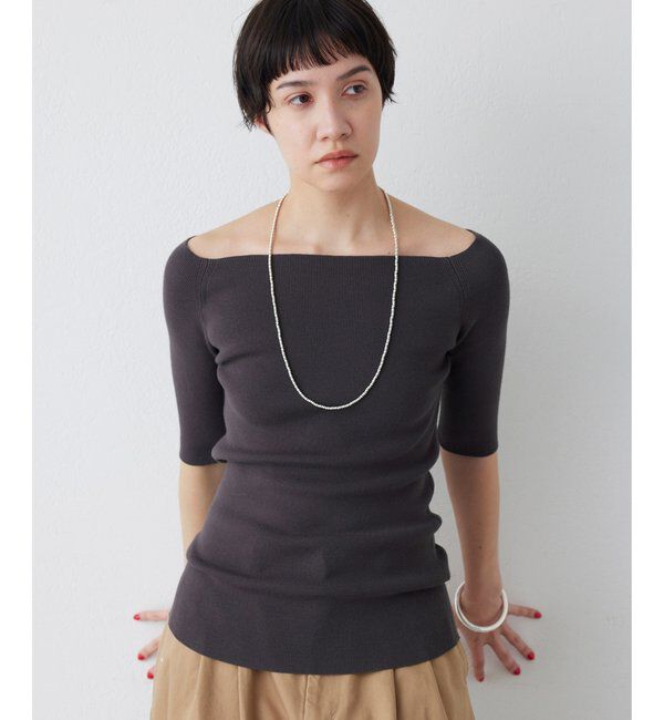 THE PAUSE「【THE PAUSE】オフショルハーフスリーブプルオーバー」|ニット・セーター|