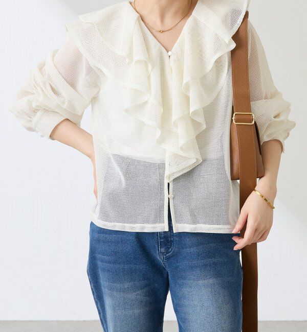  「メッシュフリルブラウス」|シャツ・ブラウス|