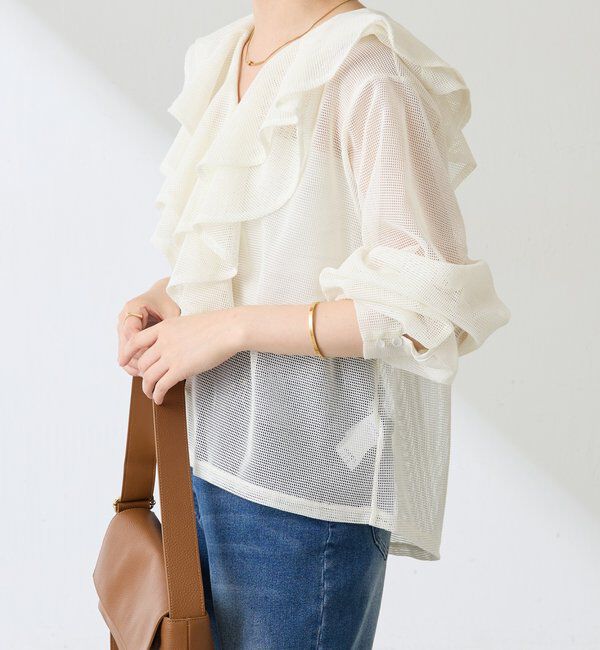  「メッシュフリルブラウス」|シャツ・ブラウス|