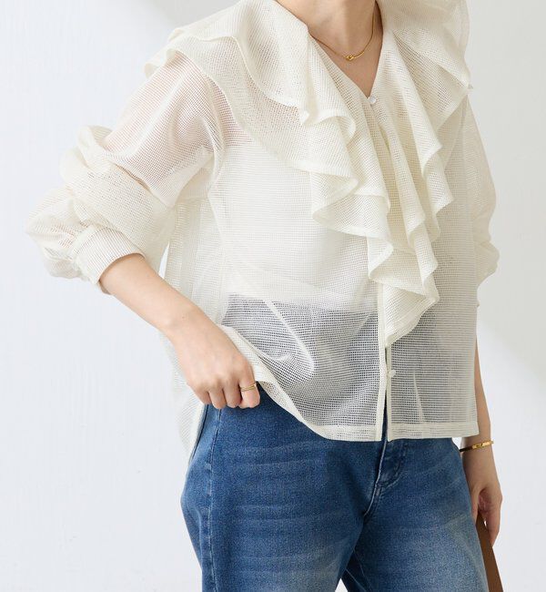  「メッシュフリルブラウス」|シャツ・ブラウス|