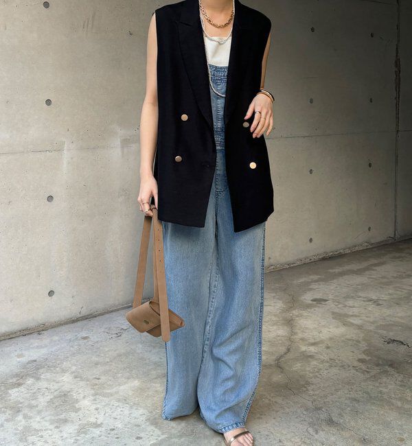  「【新色追加】リヨセルデニムオールインワン」|ワンピース|