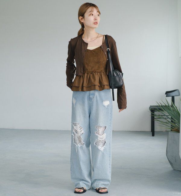  「スウェードペプラムビスチェ」|キャミソール|