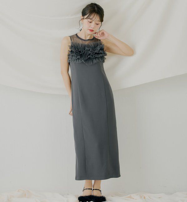  「【SALON by Chico】フリルデザインタイトロングワンピ/オケージョン」|ドレス|