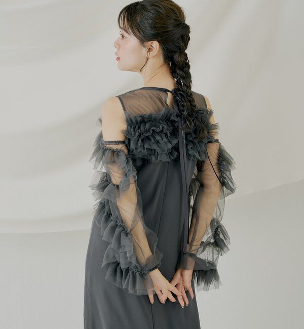  「【SALON by Chico】フリルデザインタイトロングワンピ/オケージョン」|ドレス|