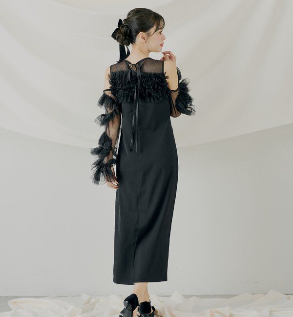  「【SALON by Chico】フリルデザインタイトロングワンピ/オケージョン」|ドレス|