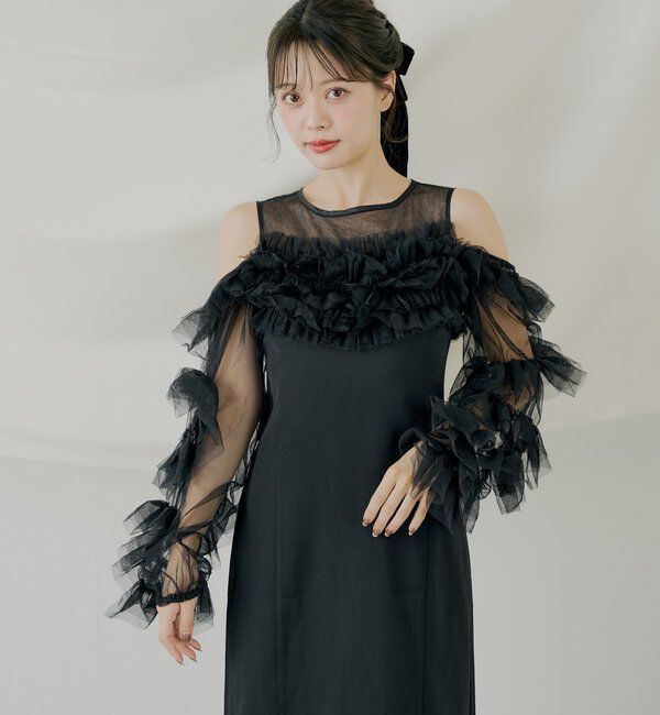  「【SALON by Chico】フリルデザインタイトロングワンピ/オケージョン」|ドレス|