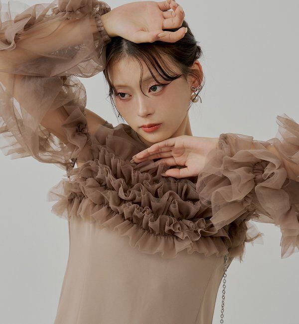  「【SALON by Chico】フリルデザインタイトロングワンピ/オケージョン」|ドレス|