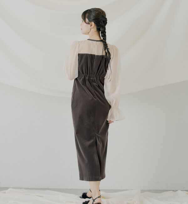  「【SALON by Chico】配色シアーリボンベロアワンピース/オケージョン」|ドレス|