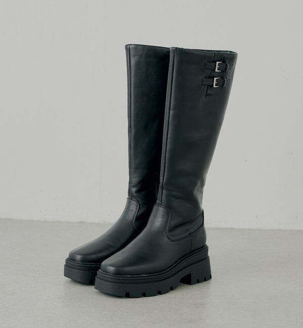 「厚底ベルトデザインロングブーツ」|ロングブーツ|