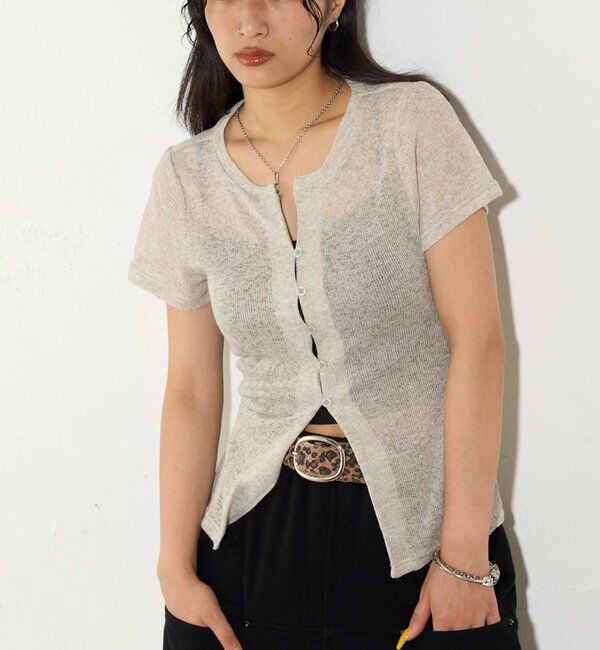  「シアーナロー半袖カーディガン」|Tシャツ・カットソー|