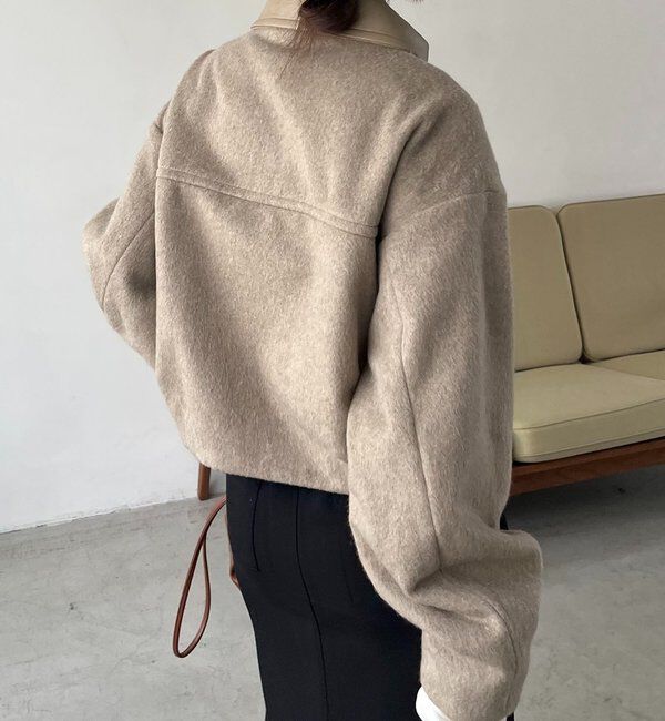  「【2WAYで着用可能】スタンドウールショートコート」|その他|