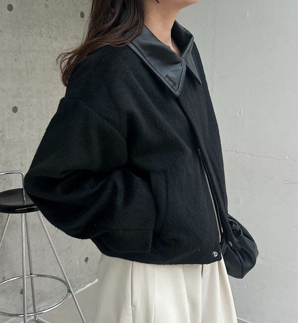  「【2WAYで着用可能】スタンドウールショートコート」|その他|