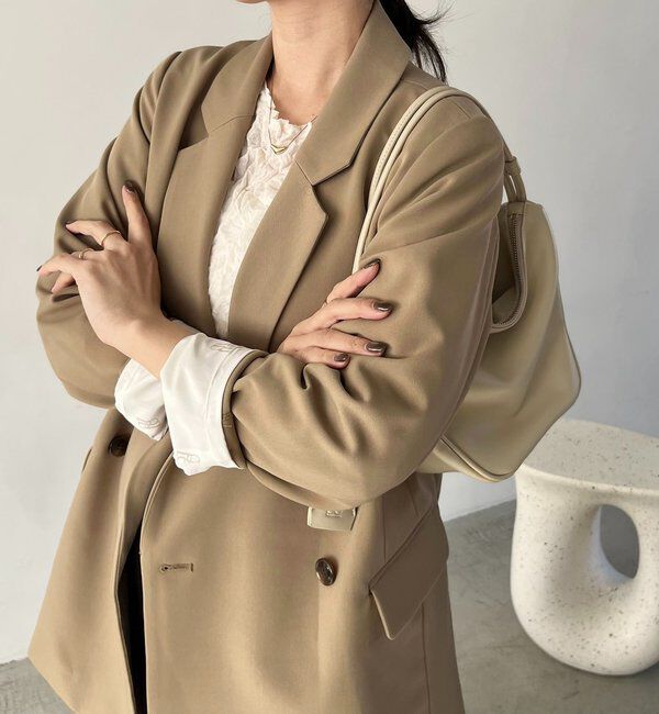  「【再販・サイズ展開あり・WEB限定カラー/グレージュ】Wテーラージャケット」|テーラードジャケット|