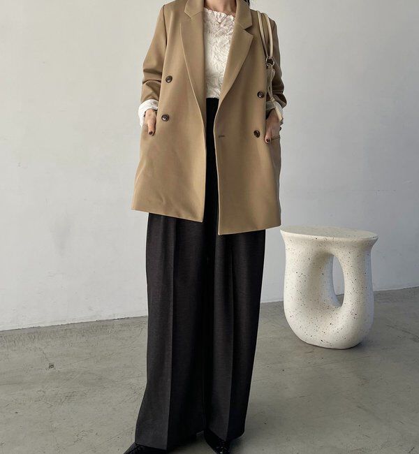  「【再販・サイズ展開あり・WEB限定カラー/グレージュ】Wテーラージャケット」|テーラードジャケット|