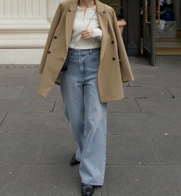  「【再販・サイズ展開あり・WEB限定カラー/グレージュ】Wテーラージャケット」|テーラードジャケット|