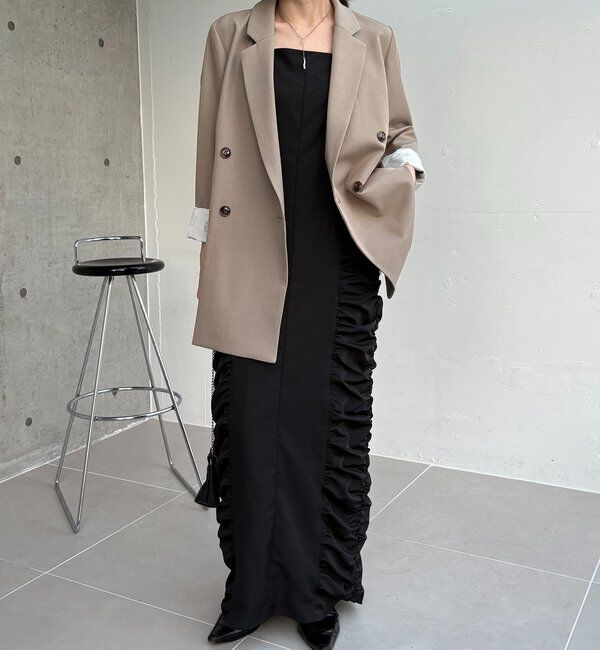  「【再販・サイズ展開あり・WEB限定カラー/グレージュ】Wテーラージャケット」|テーラードジャケット|