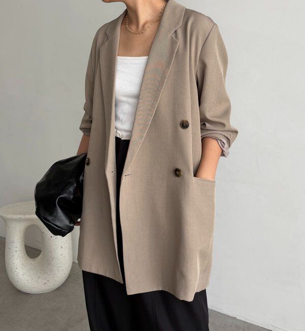  「【再販・サイズ展開あり・WEB限定カラー/グレージュ】Wテーラージャケット」|テーラードジャケット|