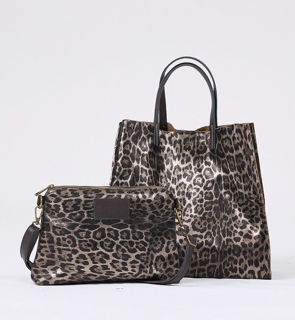 collex「【WEB限定】【AULENTTI/オウレンティ】ポーチ付きトートバッグ　ヒョウ柄」|トートバッグ|