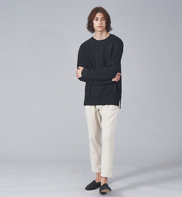 ABAHOUSE「サボテン柄 クルーネック ペーパーニット」|ニット・セーター|