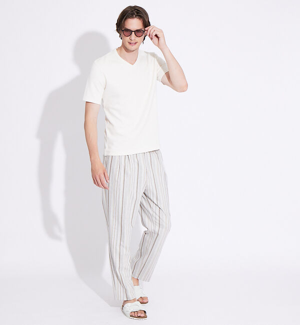 ABAHOUSE「撚り杢ツイル Vネック 半袖 Tシャツ」|Tシャツ・カットソー|