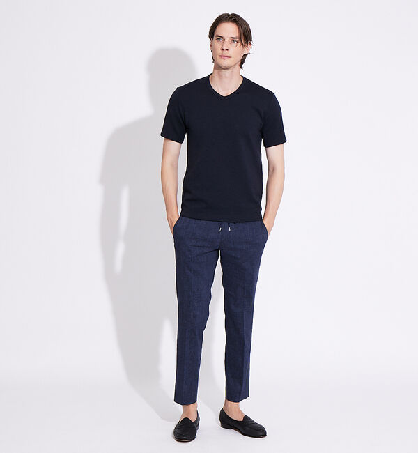 ABAHOUSE「撚り杢ツイル Vネック 半袖 Tシャツ」|Tシャツ・カットソー|