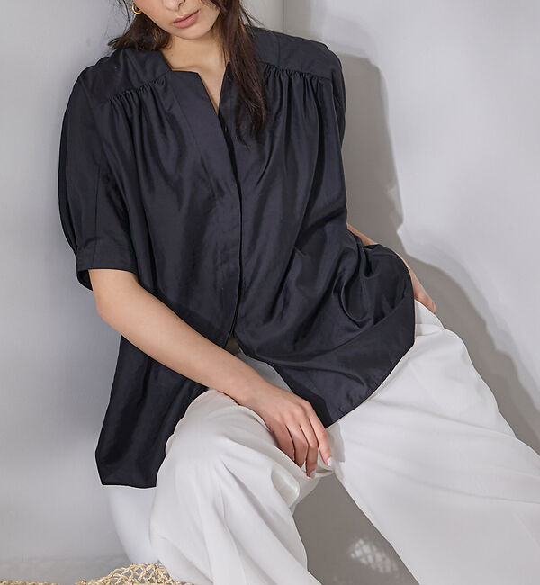 Rouge vif「ギャザーショートシャツ」|シャツ・ブラウス|