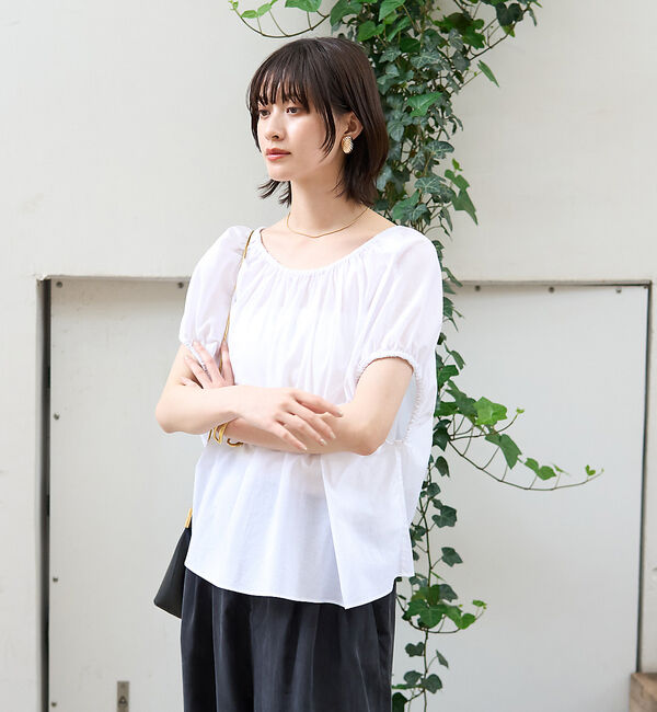 Rouge vif「コットンギャザーパフブラウス」|シャツ・ブラウス|