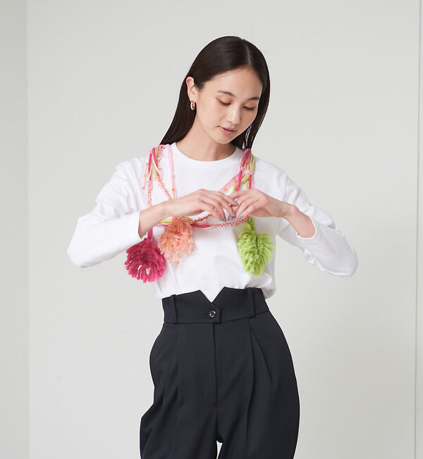 qualite「【boussole&times;qualite】クロシェネックレスロンT」|Tシャツ・カットソー|ピンク