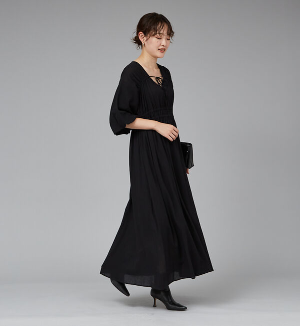 qualite「ウェストギャザーワンピース」|ワンピース|