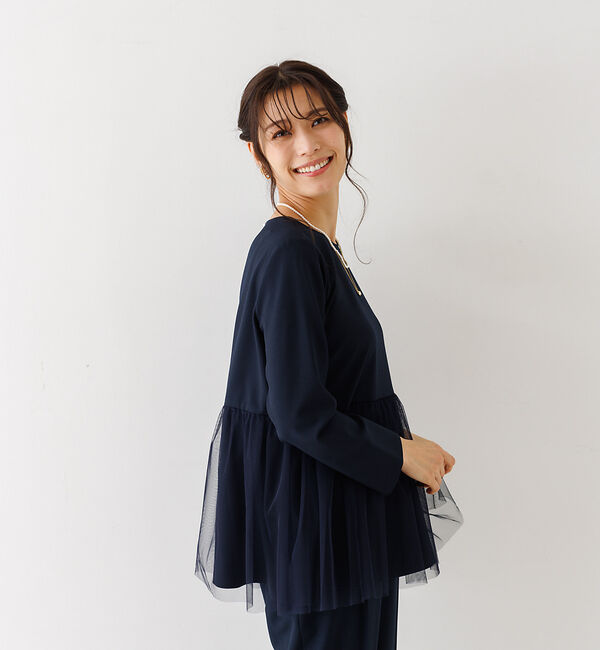 abahouse mavie「【エニデイカセット】チュールペプラムブラウス」|シャツ・ブラウス|
