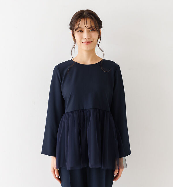 abahouse mavie「【エニデイカセット】チュールペプラムブラウス」|シャツ・ブラウス|