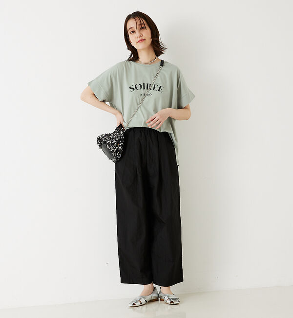 abahouse mavie「シャイニータフタワイドテーパードパンツ」|その他|