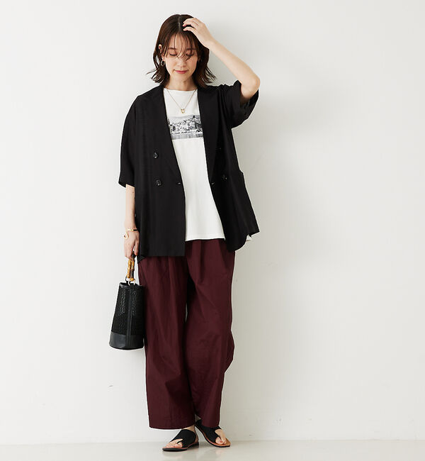 abahouse mavie「シャイニータフタワイドテーパードパンツ」|その他|