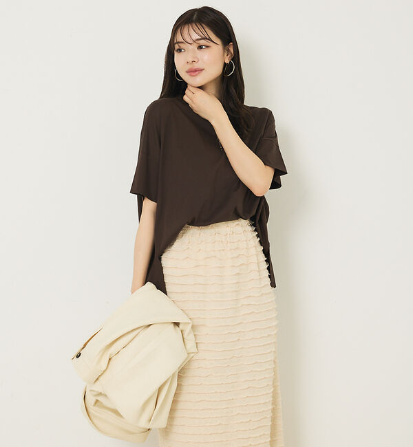 abahouse mavie「【大人の推しT！】シルケット天竺ワイドTシャツ」|Tシャツ・カットソー|