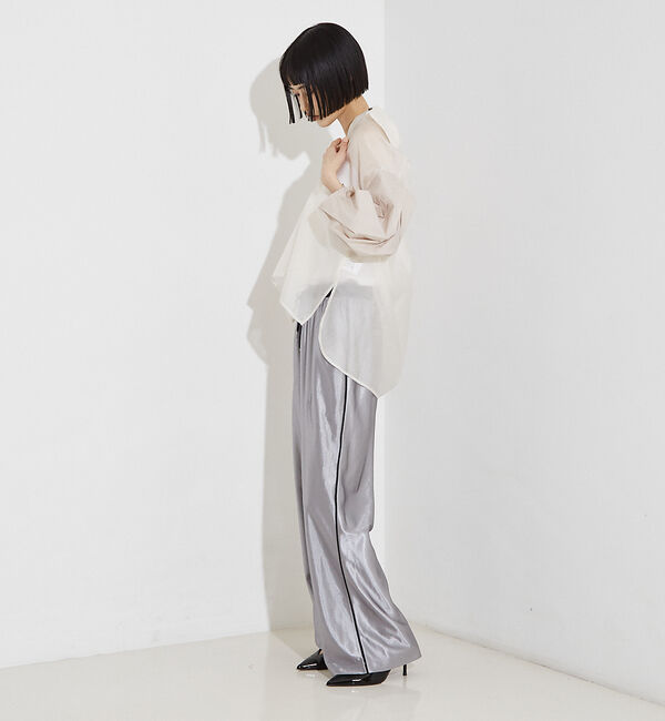 NOMINE「【セットアップ着用可】シアー コンビ5分袖 襟付きシャツ」|シャツ・ブラウス|