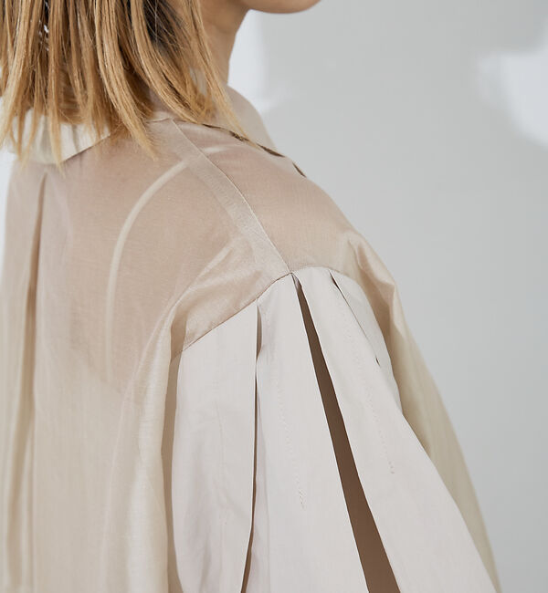 NOMINE「【セットアップ着用可】シアー コンビ5分袖 襟付きシャツ」|シャツ・ブラウス|