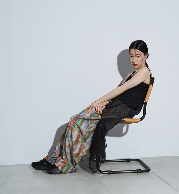 NOMINE「水彩アート ニュアンス柄 タックパンツ【予約】」|その他|