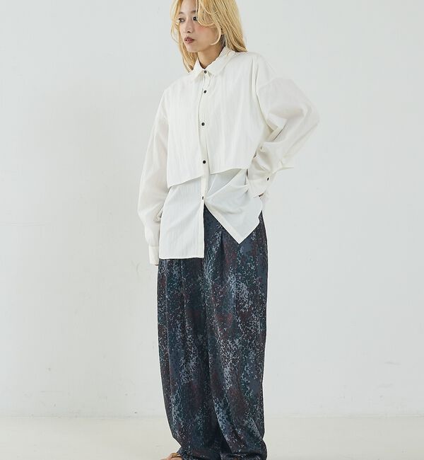 NOMINE「水彩アート ニュアンス柄 タックパンツ【予約】」|その他|