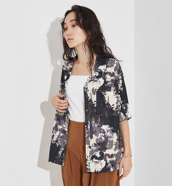 NOMINE「【セットアップ着用可】スプラッシュプリント 開襟 シャツ」|シャツ・ブラウス|