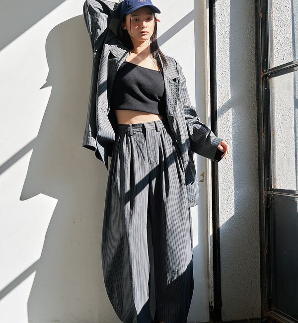 NOMINE「ストライプワイドジャケット」|テーラードジャケット|