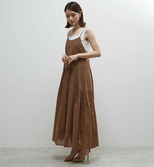 Soffitto「インド綿ドット刺繍キャミティアードワンピース」|ワンピース|