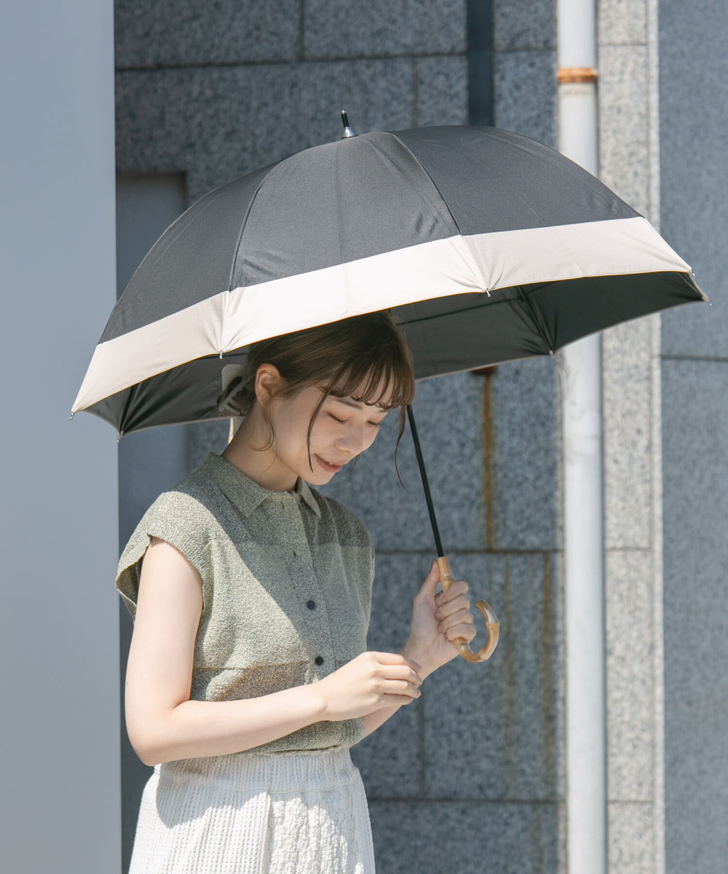 SMELLY「because　晴雨兼用バンブーハンドルバイカラー」|傘|